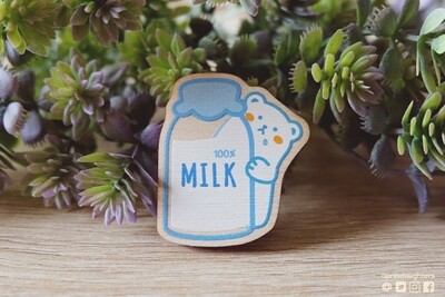 Hungry Bear with Milk | Wood Pins