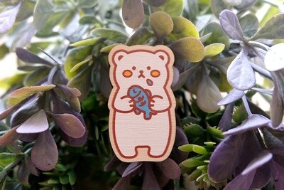 Hungry Bear eats Fish | Wood Pins