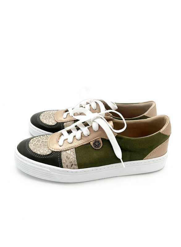 Suikerbossie Sneaker - Olive green &amp; Gold tiger