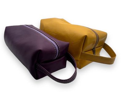 Leather Cosmetics Bag: Mono colour from multiple options: