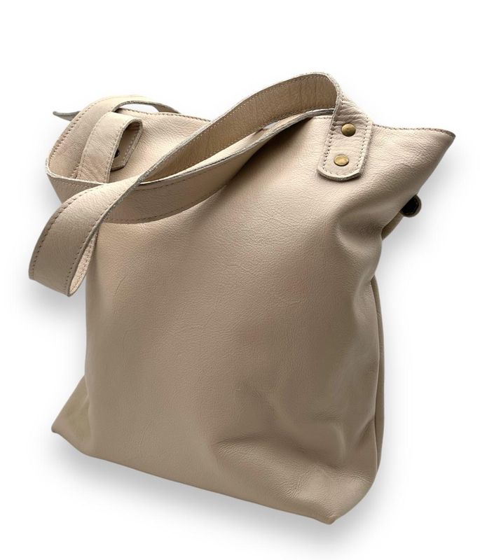 Leather Shopper Bag (Zipped with Lining): Mono colour from multiple options