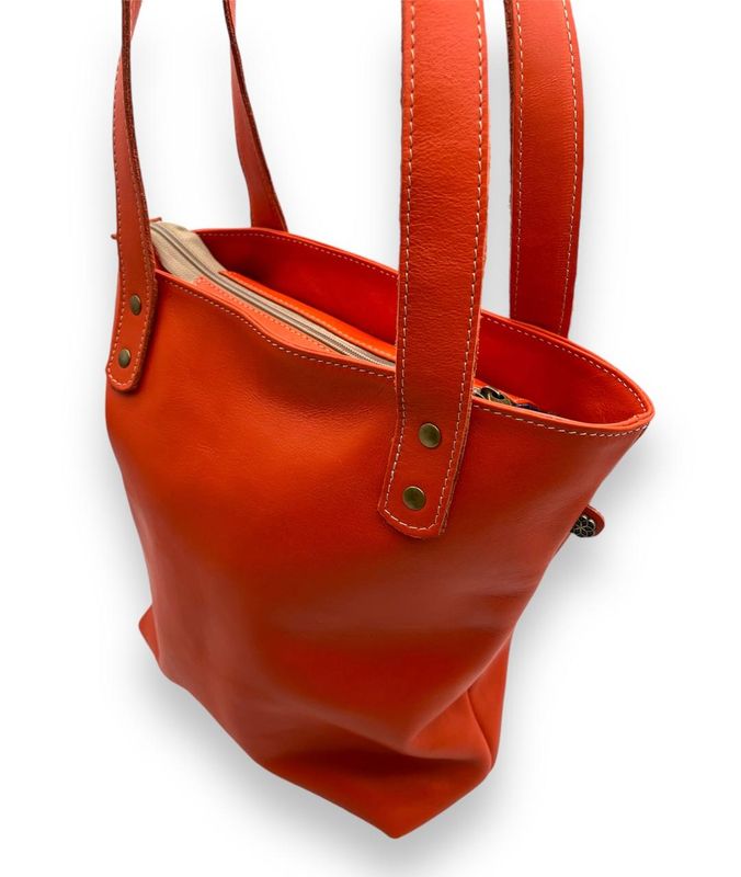 Leather Shopper Bag (Zipped with Lining): Mono colour from multiple options