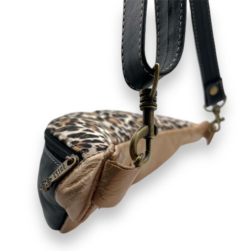 Leather Moonbag: Black, Jaguar &amp; Gold