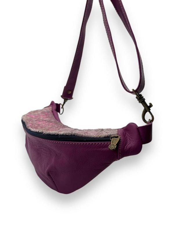 Leather Moonbag: Purple &amp; Pink Nguni