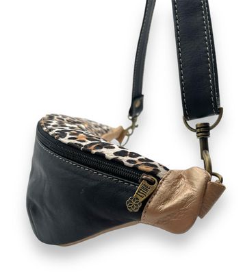 Leather Moonbag: Black, Jaguar &amp; Gold