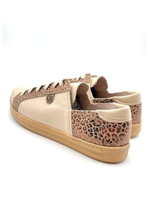 Skaamrosie Sneaker: Cream &amp; Bronze Leopard