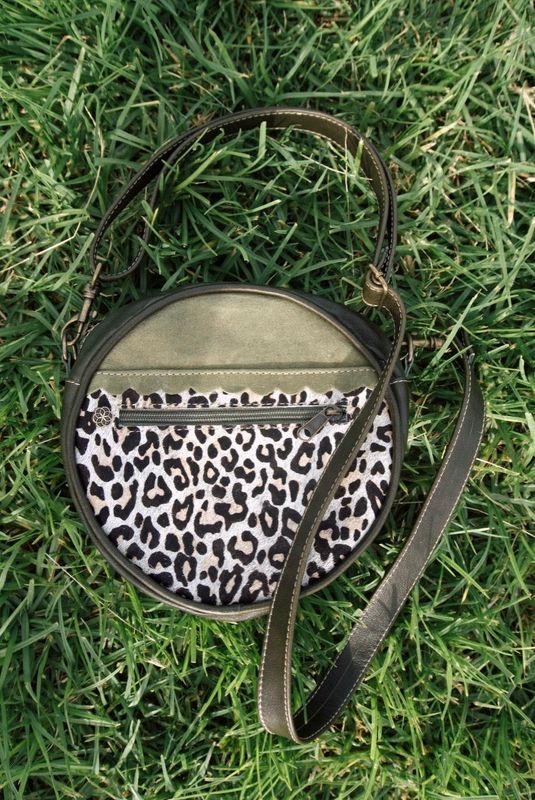 Leather Circle Bag: Olive Colourway