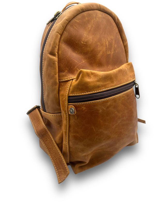 Leather Backpack: Toffee