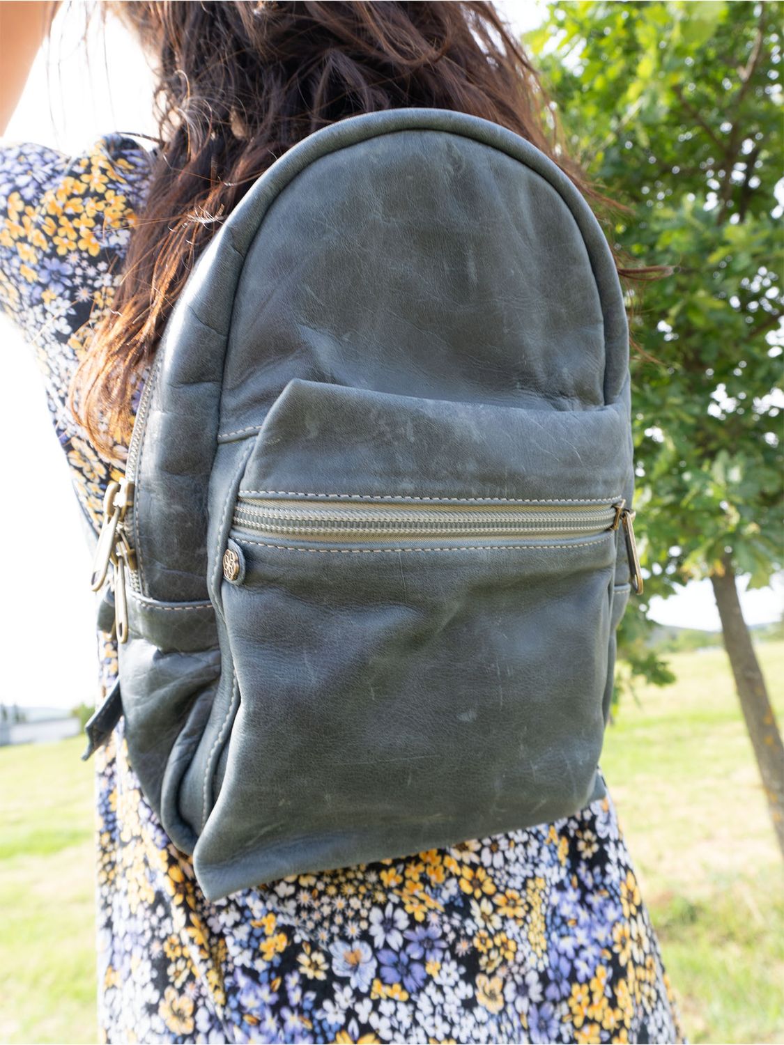Leather Backpack: Denim