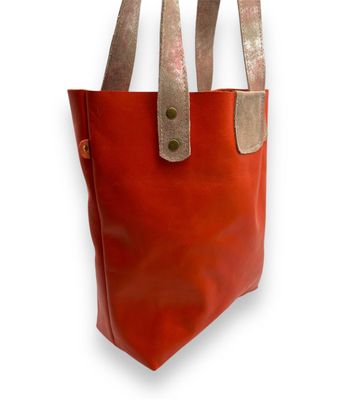 Leather Shopper Bag (Clasp without Lining) - Duo colour options