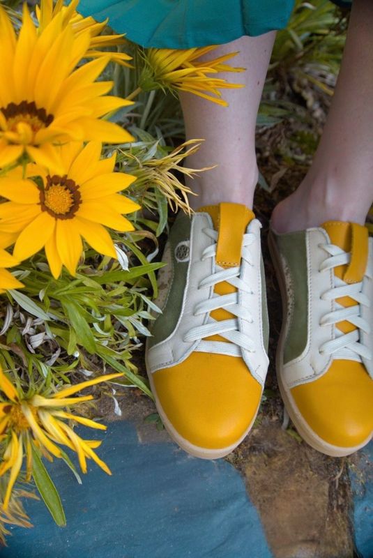 Zuka Slip On: Tumeric, Moss Green &amp; Gold