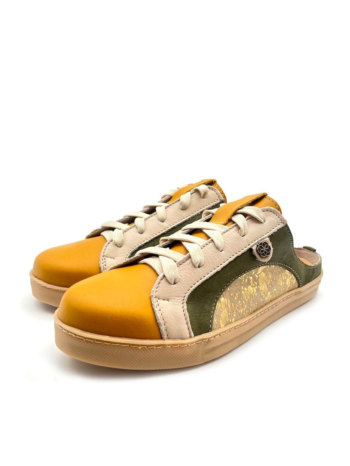 Zuka Slip On: Tumeric, Moss Green &amp; Gold