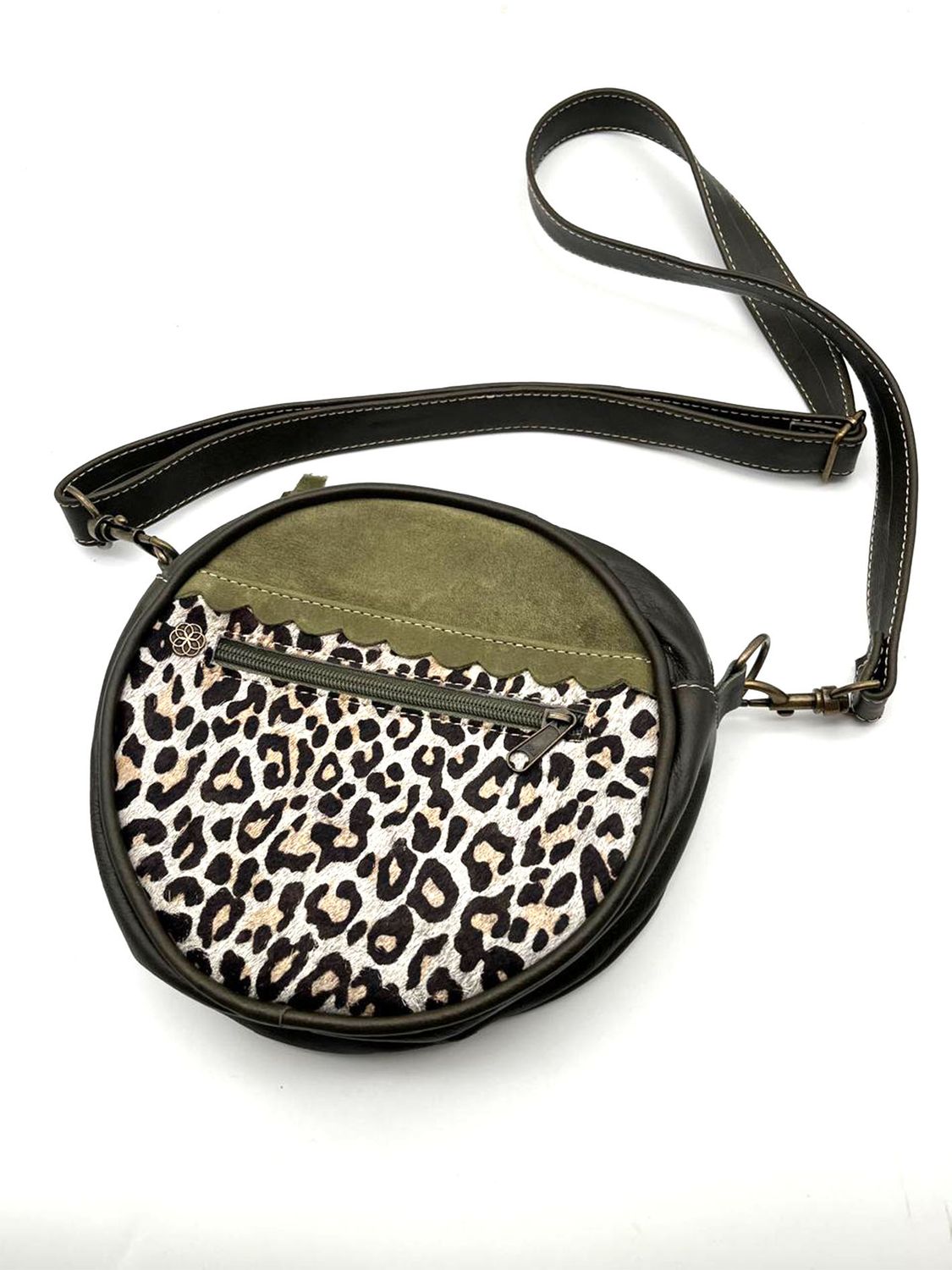 Leather Circle Bag: Olive Colourway