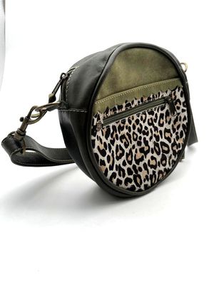 Leather Circle Bag: Olive Colourway