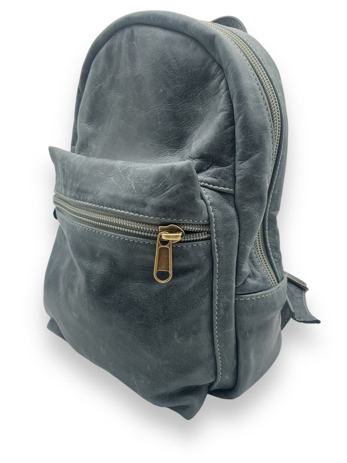 Leather Backpack: Denim