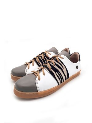 Gazania Sneaker: White + Diesel Grey+ Baby Tiger