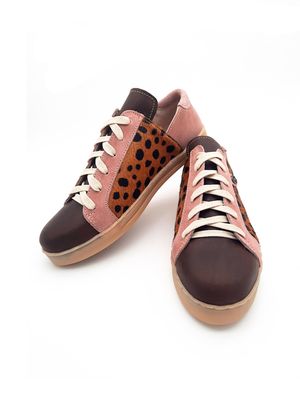 Skaamrosie Sneaker: Brown + Pink Wild Cat