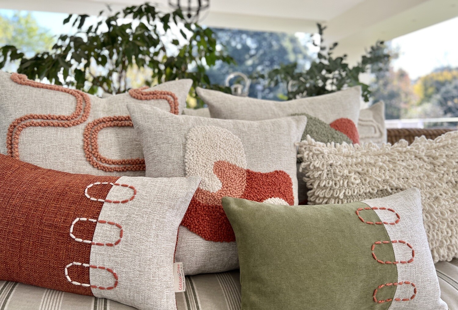 Punch Needle Landscapes Pattern 3 - Burnt Orange, Coral &amp; Natural