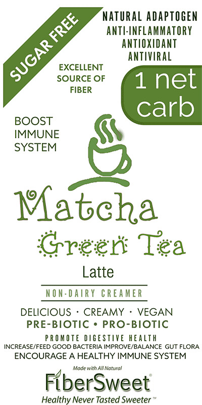 (one) 1 PACKET
(makes 2 cups ea) 
ONE NET CARB
Matcha Green Tea Latte