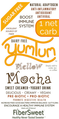YUMTUM Mellow Mocha - Yogurt Drink / Sweet Creamer | Delicious Hot or Cold | 5g Fiber | 1 Net Carb | -Immune Support- Anti-inflammatory AntiViral Antioxidant DairyFree SugarFree GFCF VEGAN KETO