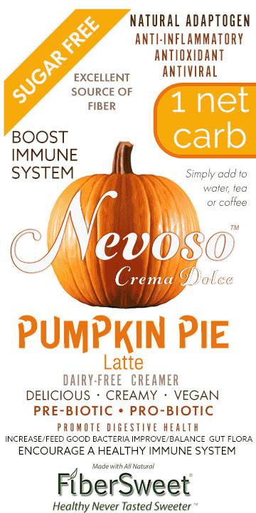 (one) 1  PACKET
(makes 2 cups ea) 
ONE NET CARB
Pumpkin Pie Latte