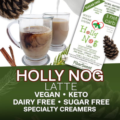 (CASE) 12 PACKETS
(makes 2 cups ea)
ONE NET CARB
HollyNog Latte