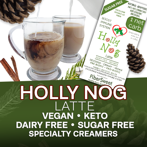 (CASE) 24 PACKETS
(makes 2 cups ea)
ONE NET CARB
HollyNog Latte