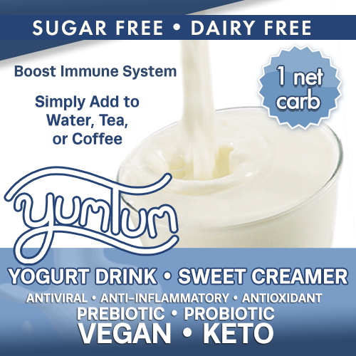 (one) 1 PACKET
(makes 4-8 c. milk)
ONE NET CARB
Sweet Creamer
YUMTUM
Creamer/Yogurt Drink