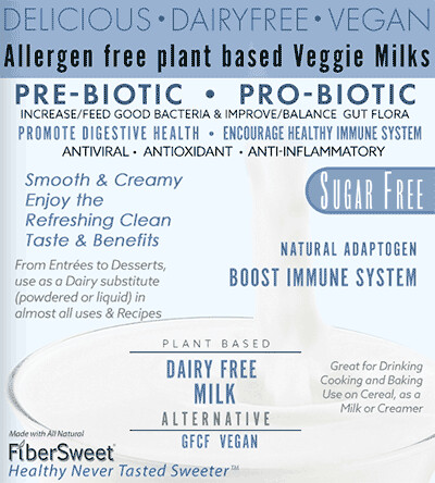 SugarFree DF Veggie Milk Alt DFSF (4 pack makes 6 cups ea) Dairy Sub for almost all Uses & Recipes | IMMUNE Support Anti-inflammatory AntiViral Antioxidant SugarFree DairyFree GFCF VEGAN