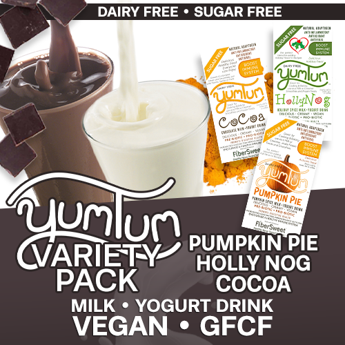 (CASE)  - Variety Pack 
(4 ea) Total 12 PACKS
Holly Nog Milk
Chocolate Milk
Pumpkin Pie Milk
YUMTUM 
MILK/YOGURT DRINK