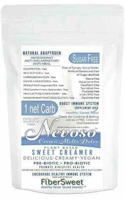 (Bulk) (one) 1 POUCH
Resealable Pouch
(makes 50-100 cups)
ONE NET CARB
SWEET Creamer -
Crema Molto Dolce