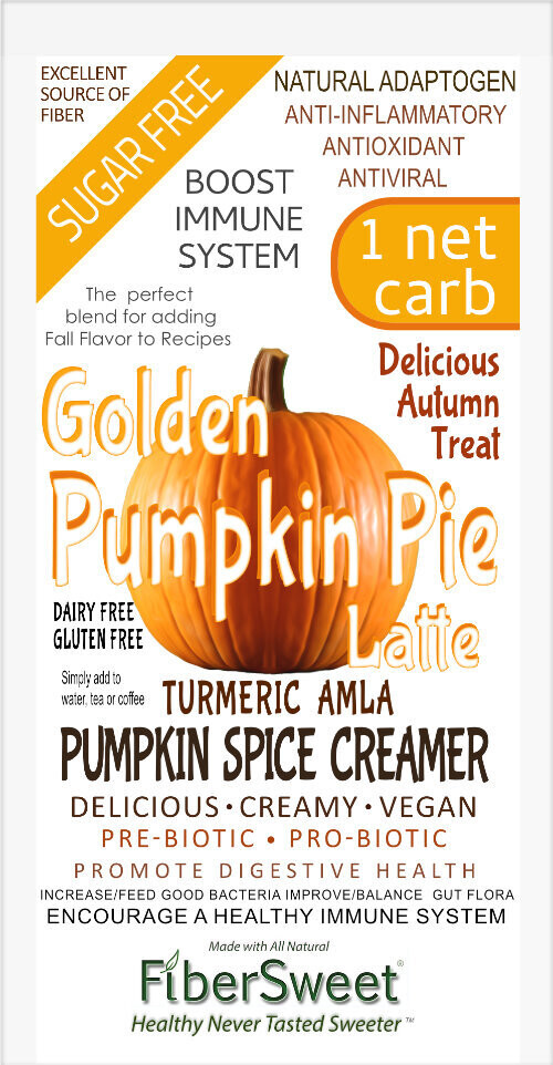 Golden Pumpkin Spice Latte 1(ONE)PACKET
(makes 2 cups ea)
ONE NET CARB
Golden Pumpkin Pie Latte
