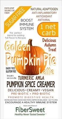 (four) 4 PACKETS
(makes 2 cups ea) 
ONE NET CARB
Golden Pumpkin Pie | Golden Pumpkin Spice Latte