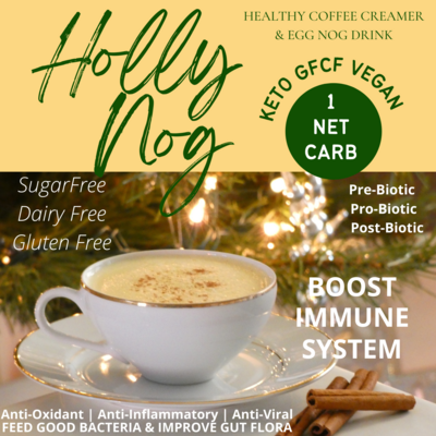 (CASE) 12 PACKETS
(makes 2 cups ea) 
ONE NET CARB
HollyNog Latte