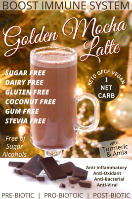 Golden Mocha Latte (Turmeric Amla Cocoa) Chocolate Creamer ONE NET CARB (one) 1 PACKET (makes 2 cups ea)