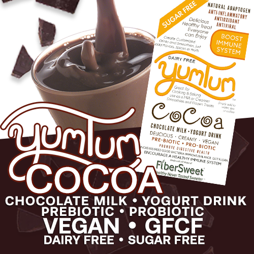 4 (four) PACKETS (makes 2-4 cups ea) Chocolate Milk YUMTUM COCOA Milk/Yogurt Drink