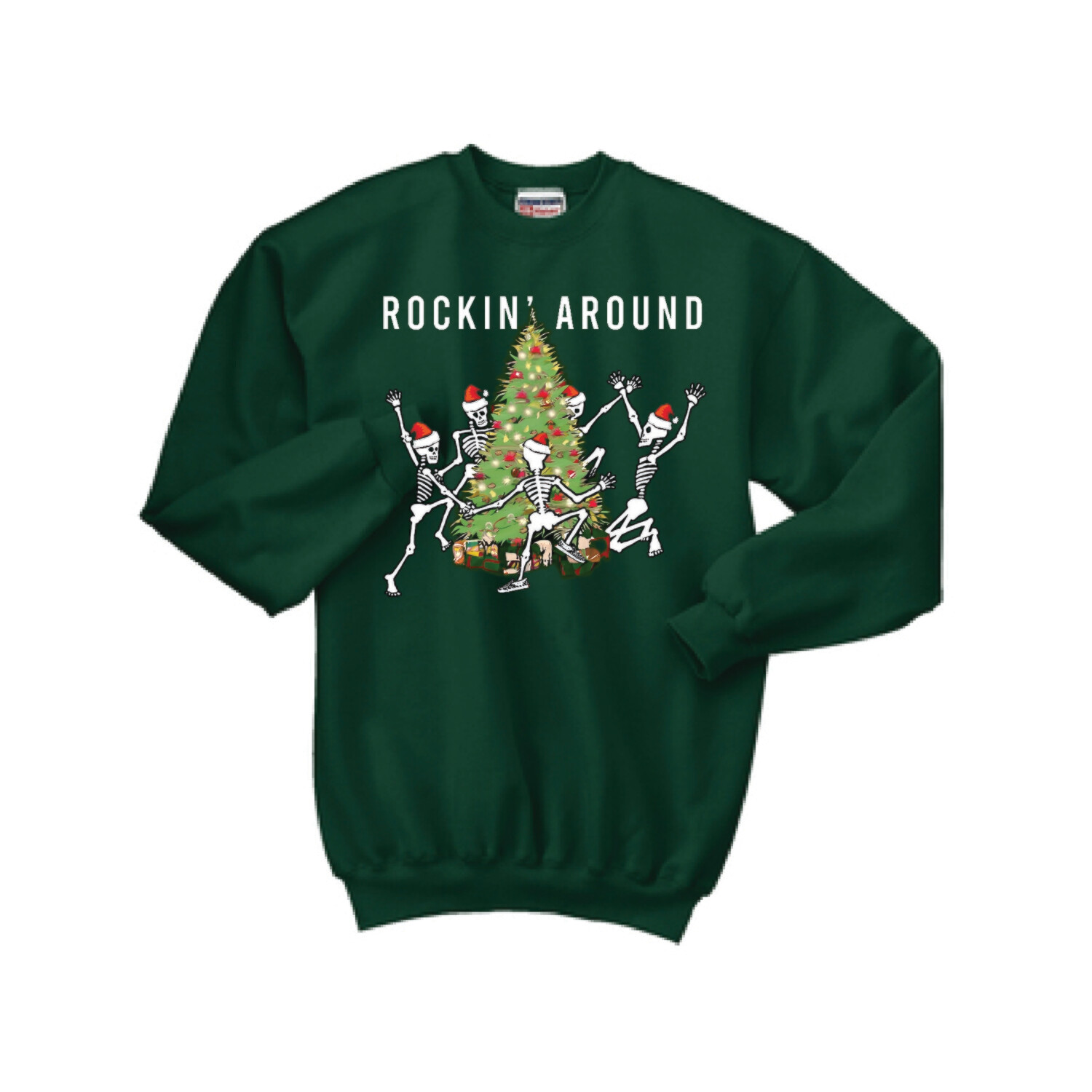 Rockin&#39; Around The Christmas Tree Crewneck Sweatshirt | F260 Deep Forest