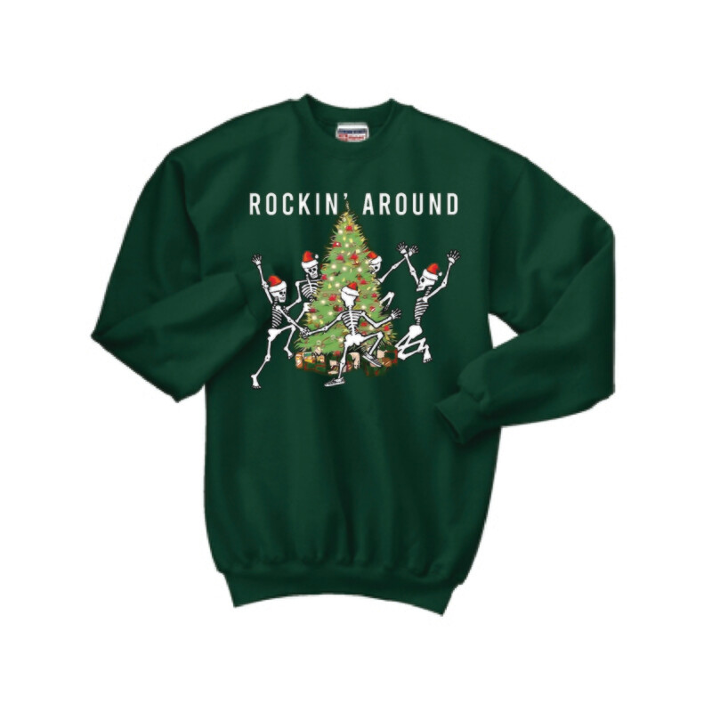 Rockin&#39; Around The Christmas Tree Crewneck Sweatshirt | F260 Deep Forest