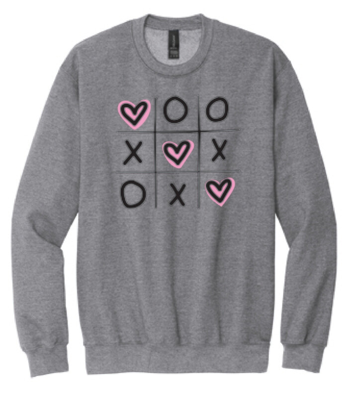 Tic Tac Toe XOXO Crewneck Sweatshirt | SF000 Sport Grey