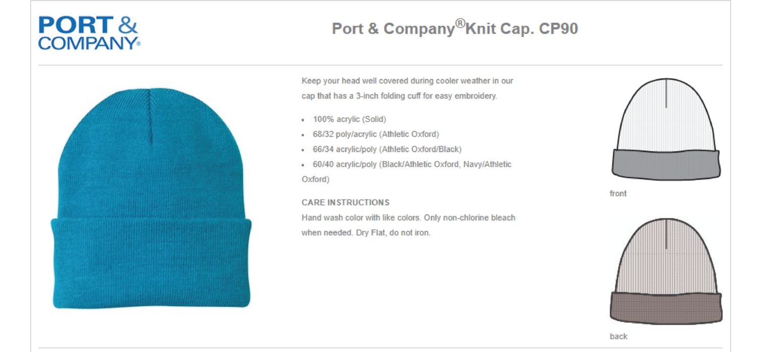 Embroidered Cuffed Beanie Hats CP90 Port Authority®