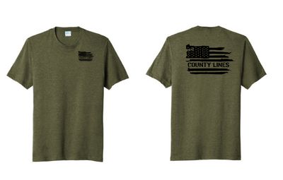 County Lines TriBlend Tshirt | Military Green Heather PC330