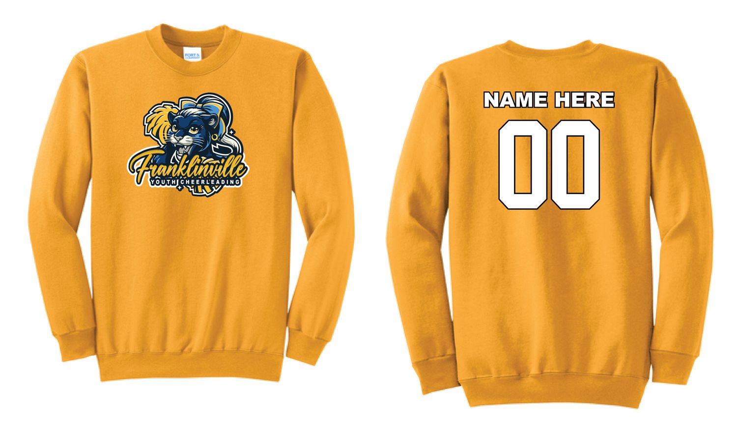 Franklinville Youth Cheer Crewneck | PC78 Gold