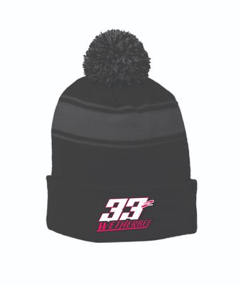 2024 Sydney Wetherbee Pom Beanie | STC28 Black/Iron Grey