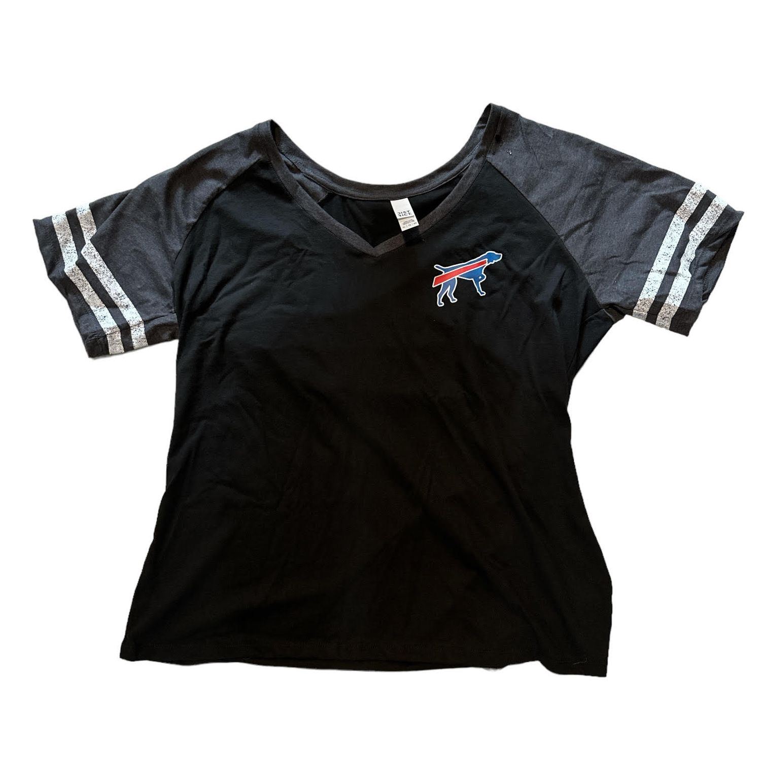 Coonhound Buffalo Women&#39;s V-Neck | DM476 Black/Heathered Charcoal