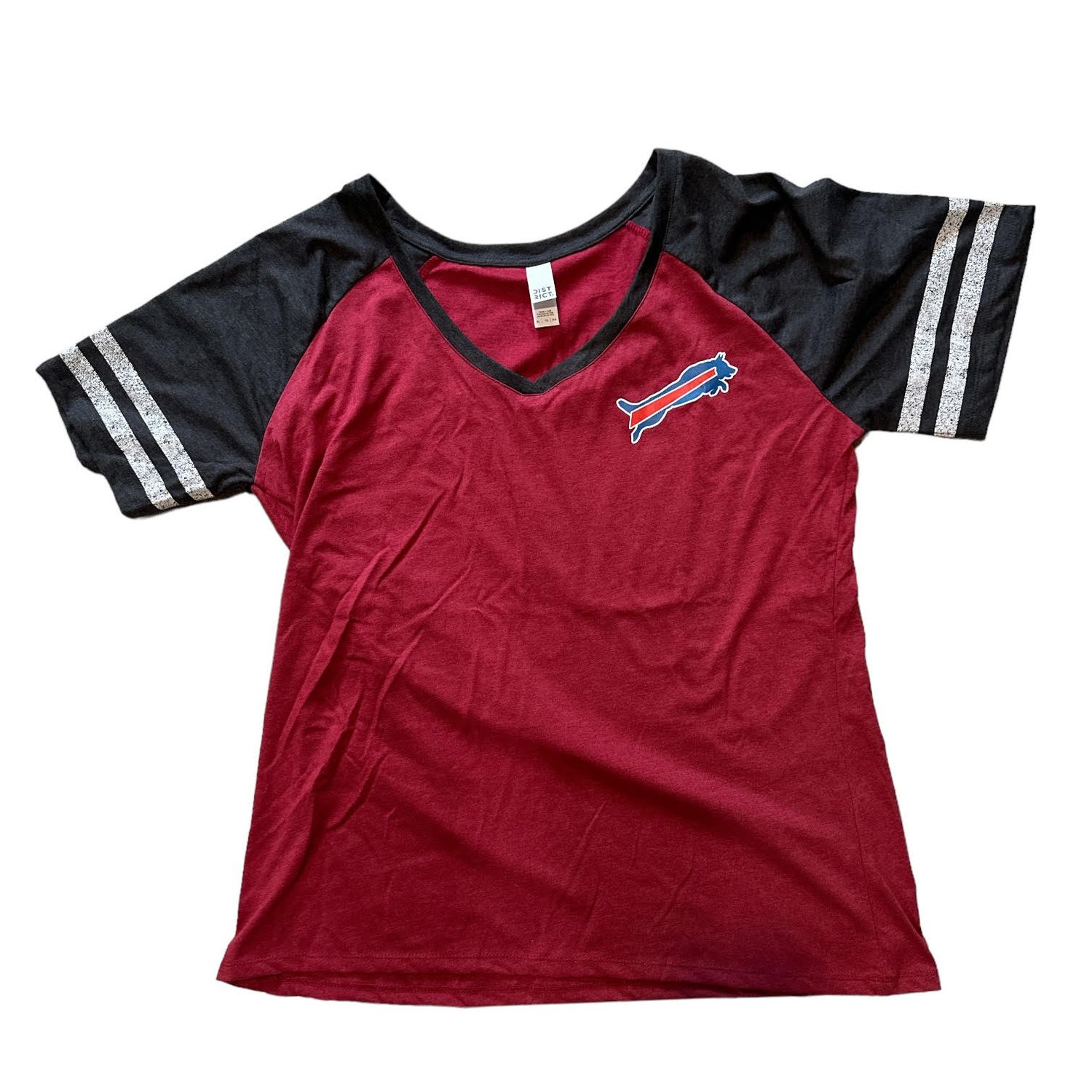 German Shepherd Buffalo Women&#39;s V-Neck | DM476 Black/Heathered Red/Charcoal