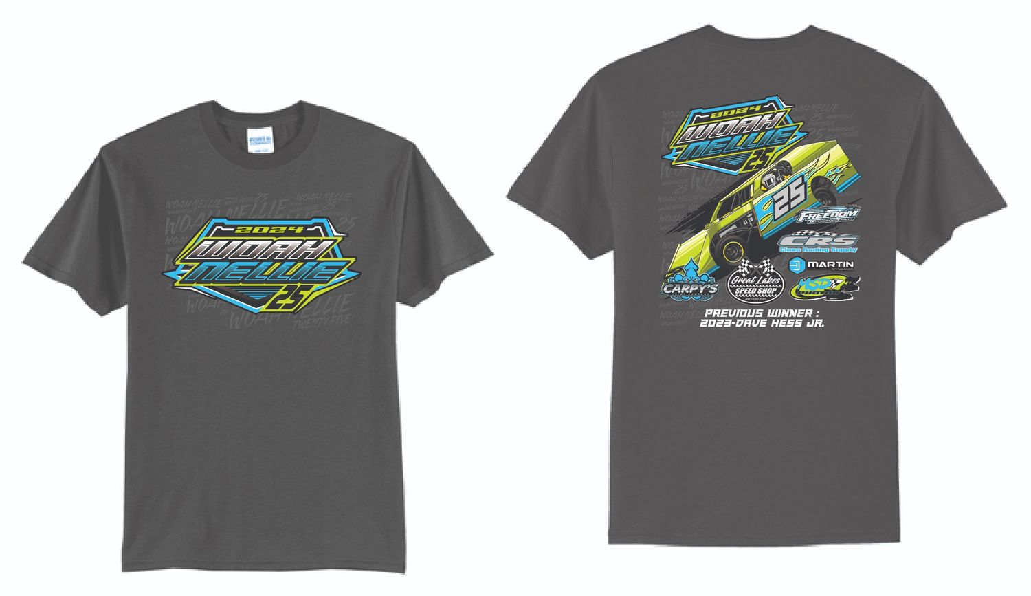 Woah Nellie 25 Race TShirt | PC55 Charcoal
