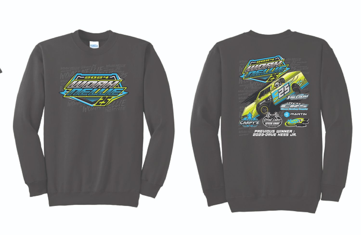 Woah Nellie 25 Race Crewneck | PC90 Charcoal