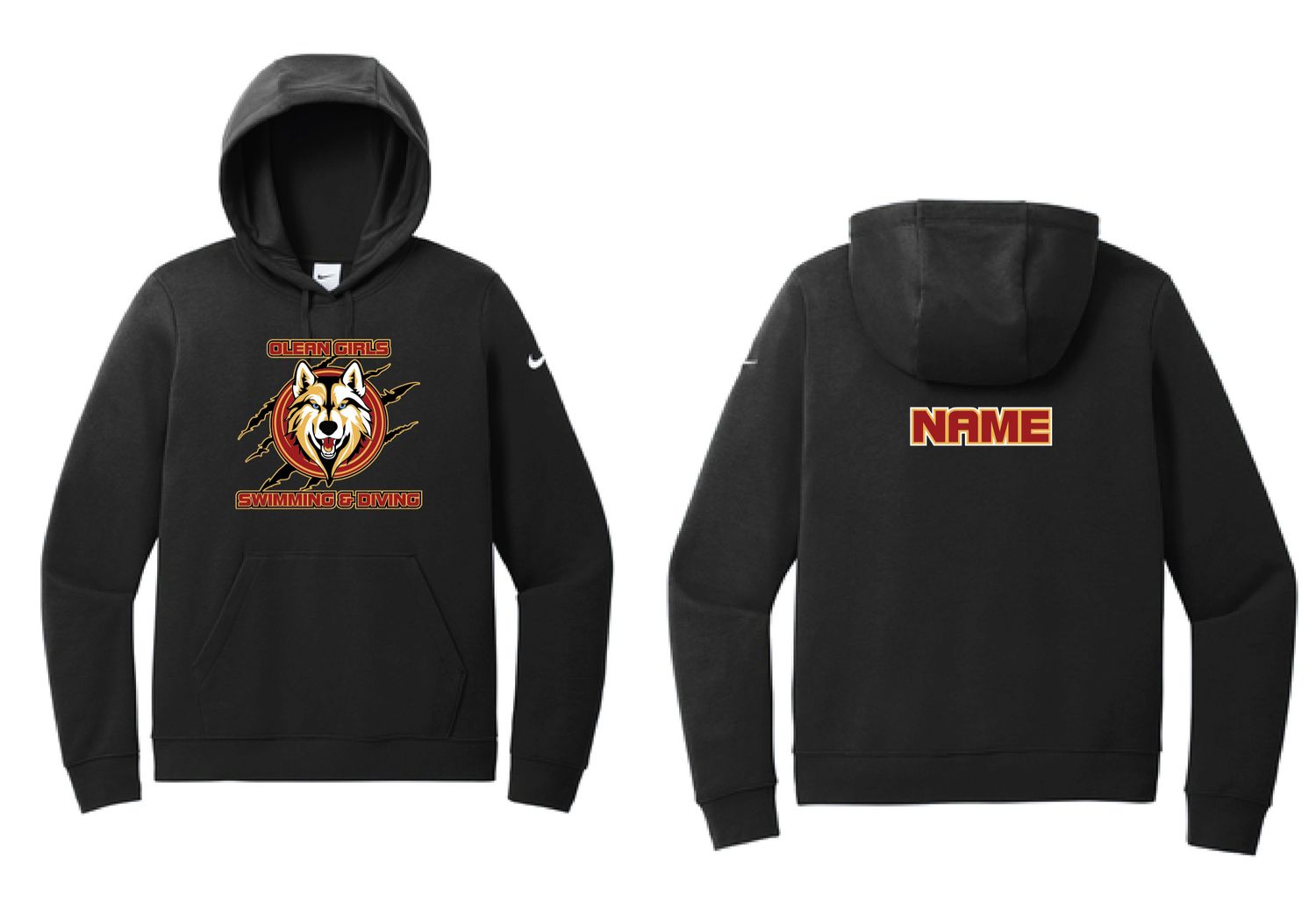 Olean Girls Swimming &amp; Diving Nike Hoodie | 	NKFD9889 Black