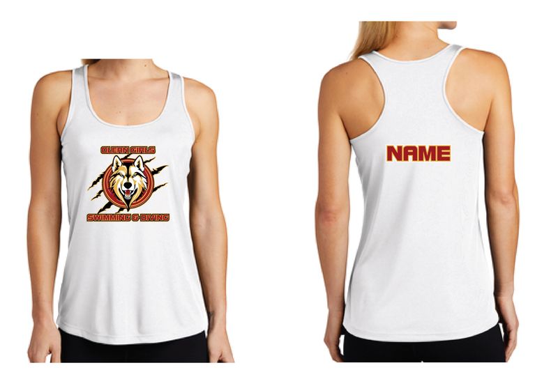 Olean Girls Swimming &amp; Diving Tank Top | LST356 White