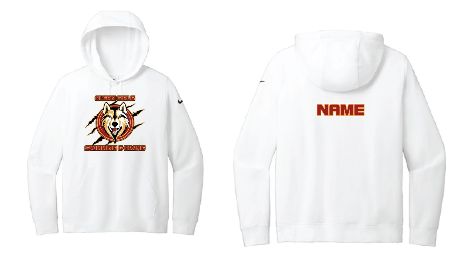 Olean Girls Swimming &amp; Diving Nike Hoodie | 	NKFD9889 White